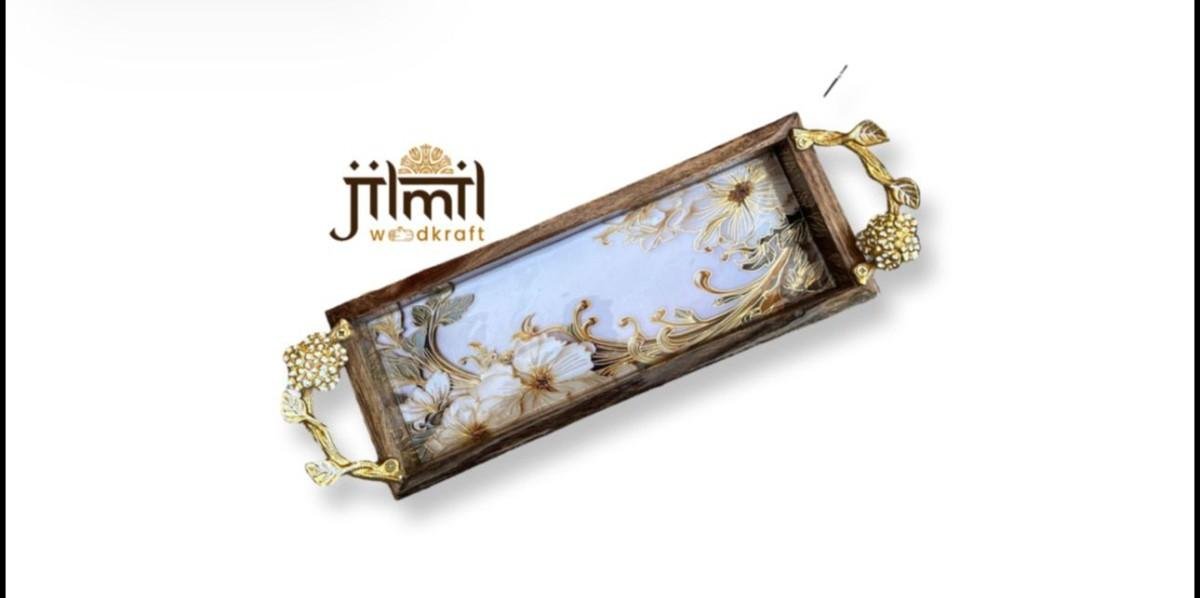 Mango Wood Tray Set With Stylish Handle {13x5}
