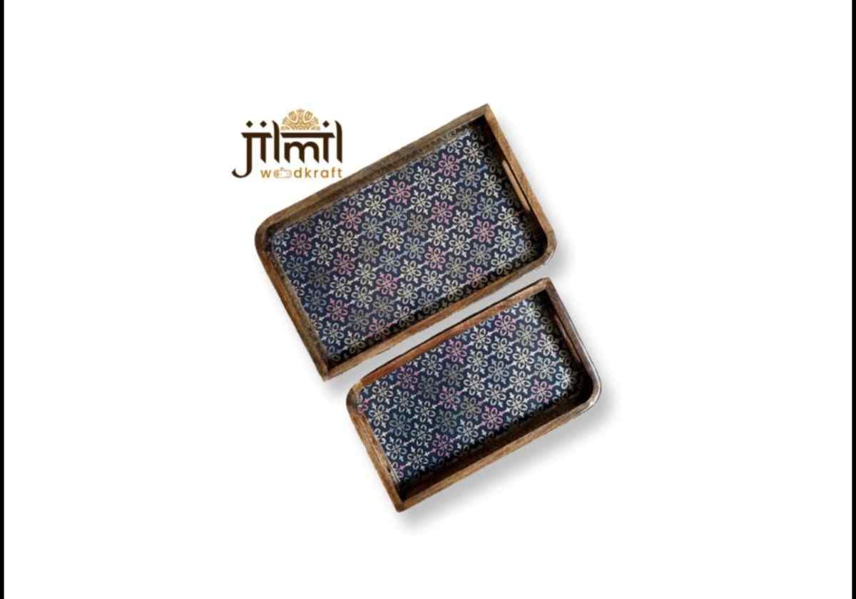 Mango Wood Uncut Tray Set {2pcs}