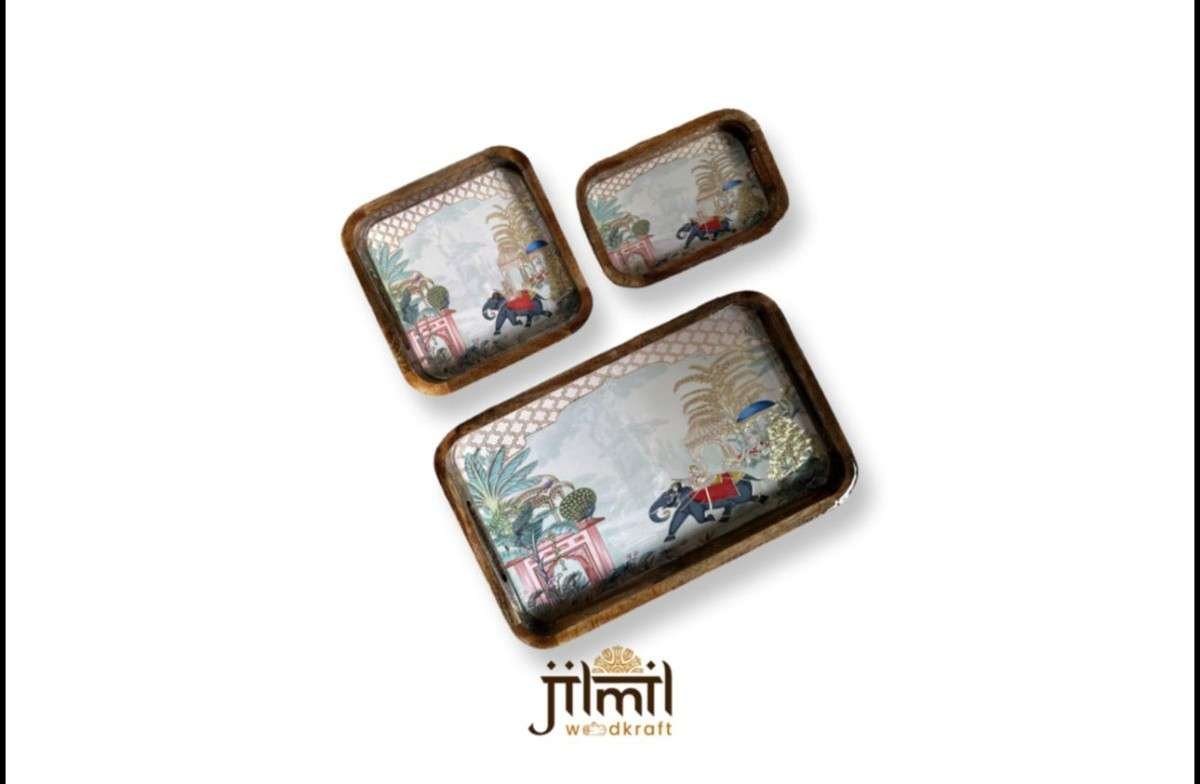 Bend Mango Wood Tray {3pcs}