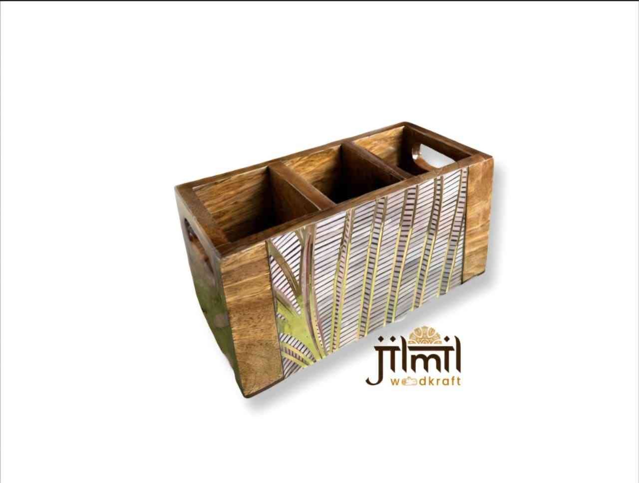Premium Mango Wood Cutlery Holder by Jilmil
