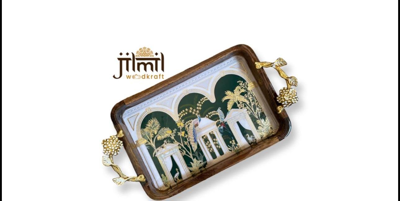 Mango Wood Tray Set With Stylish Handle {8x12} View 3
