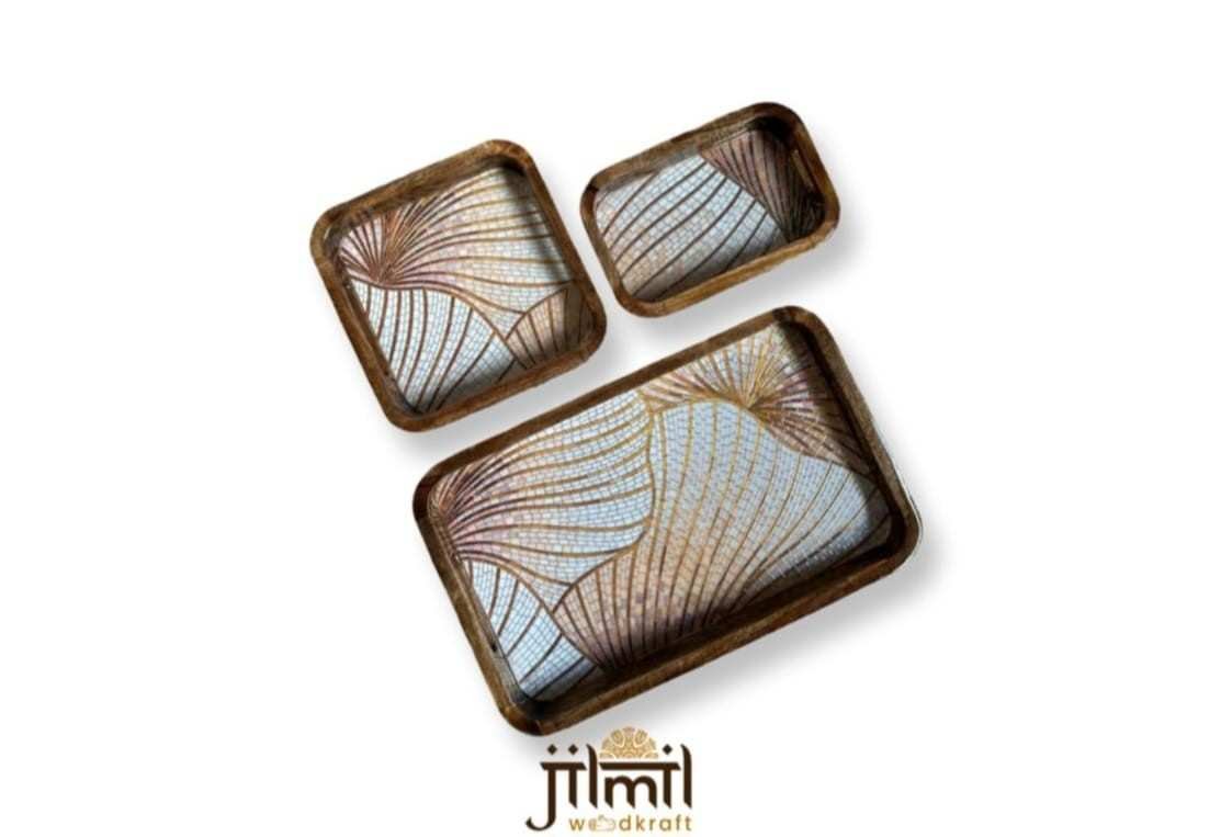 Bend Mango Wood Tray {3pcs} View 2