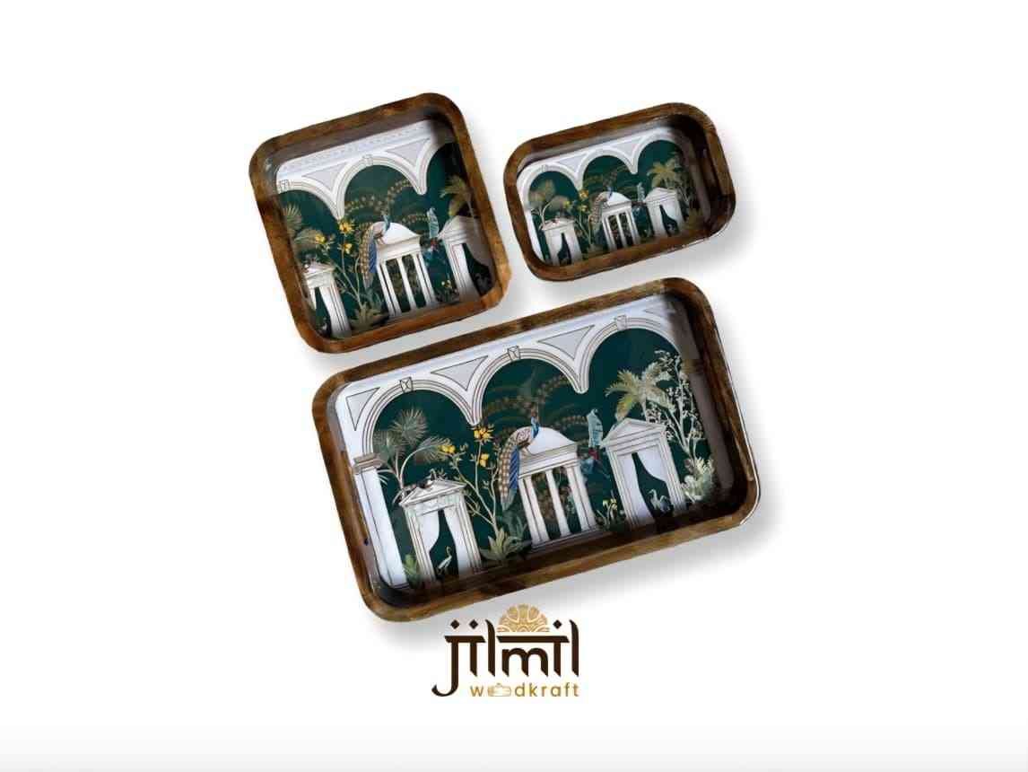 Bend Mango Wood Tray {3pcs}
