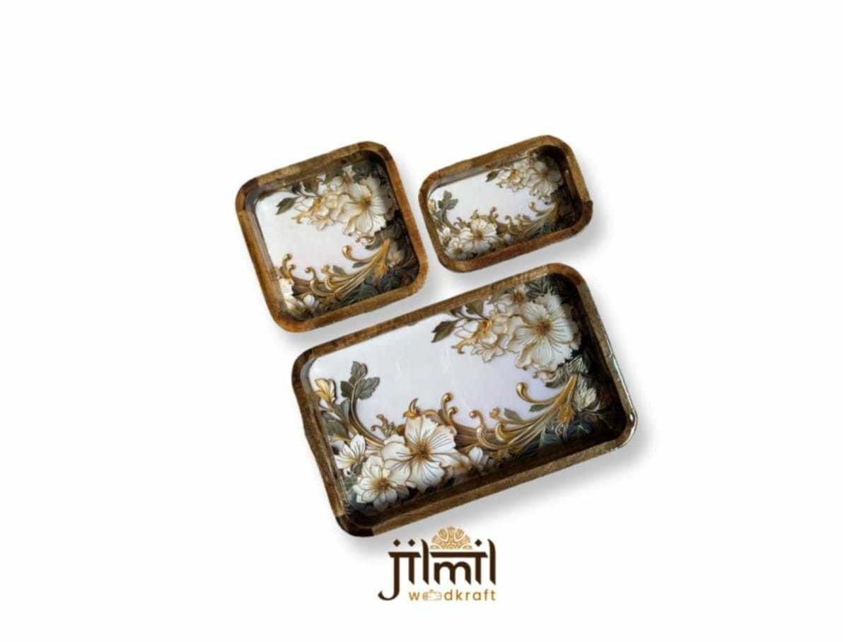 Bend Mango Wood Tray {3pcs} View 3