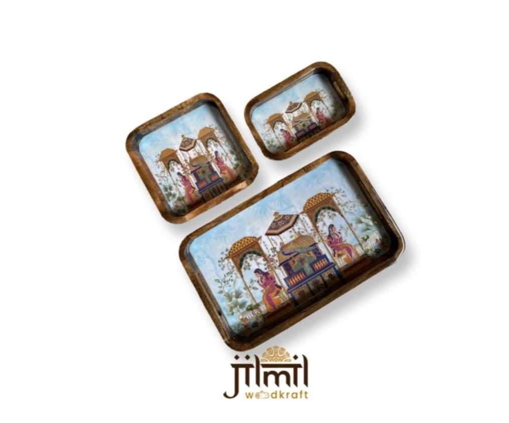 Bend Mango Wood Tray {3pcs} View 4