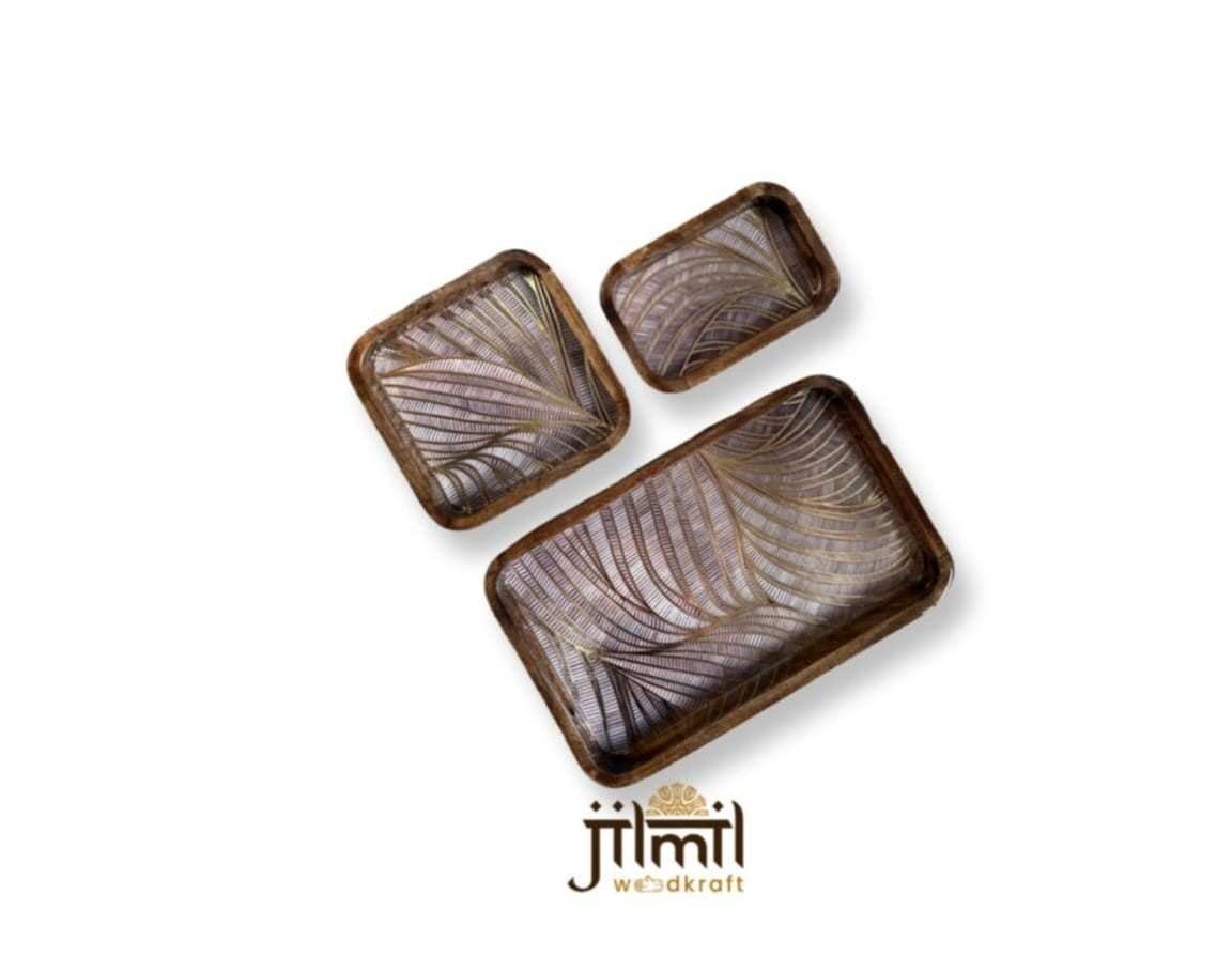 Bend Mango Wood Tray {3pcs} View 1