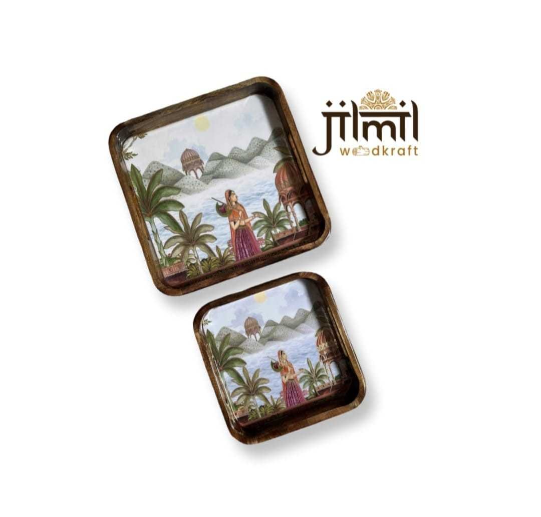 Bend Mango Wood Square Tray Set Context View