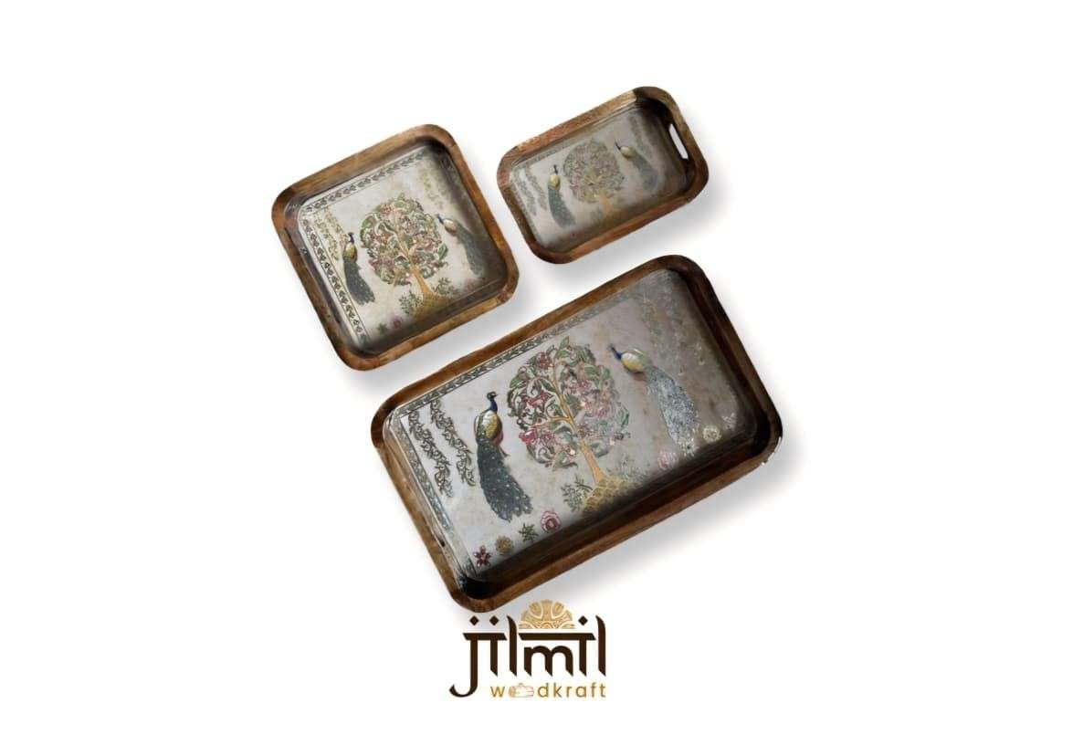 Bend Mango Wood Tray {3pcs}