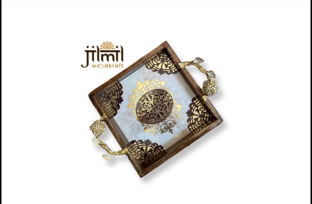 Wooden tray styling and serving