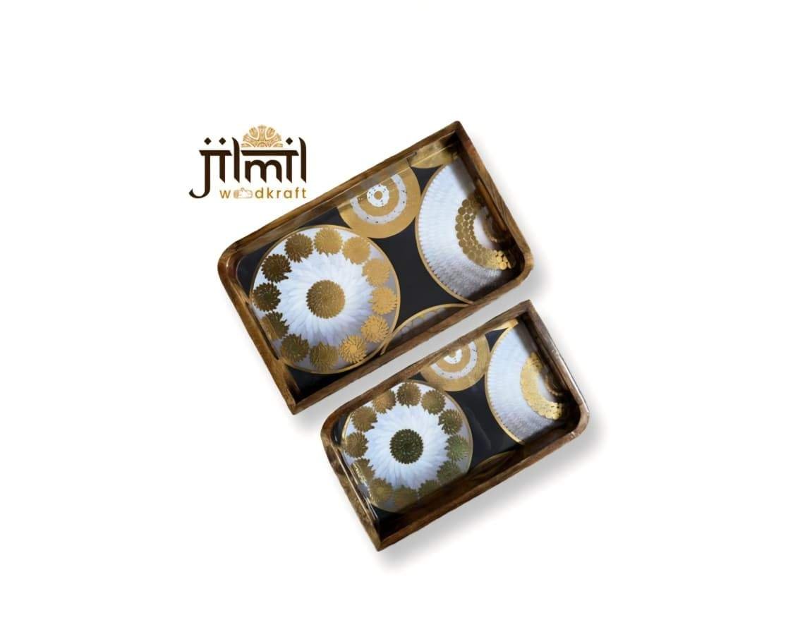 Mango Wood Uncut Tray Set {2pcs}