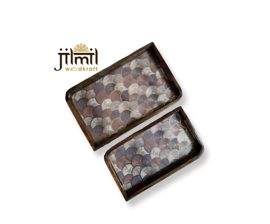Mango Wood Uncut Tray Set {2pcs} View 1