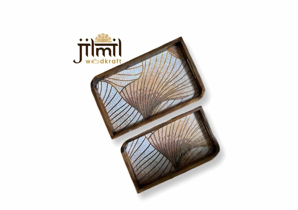 Mango Wood Uncut Tray Set {2pcs} View 2