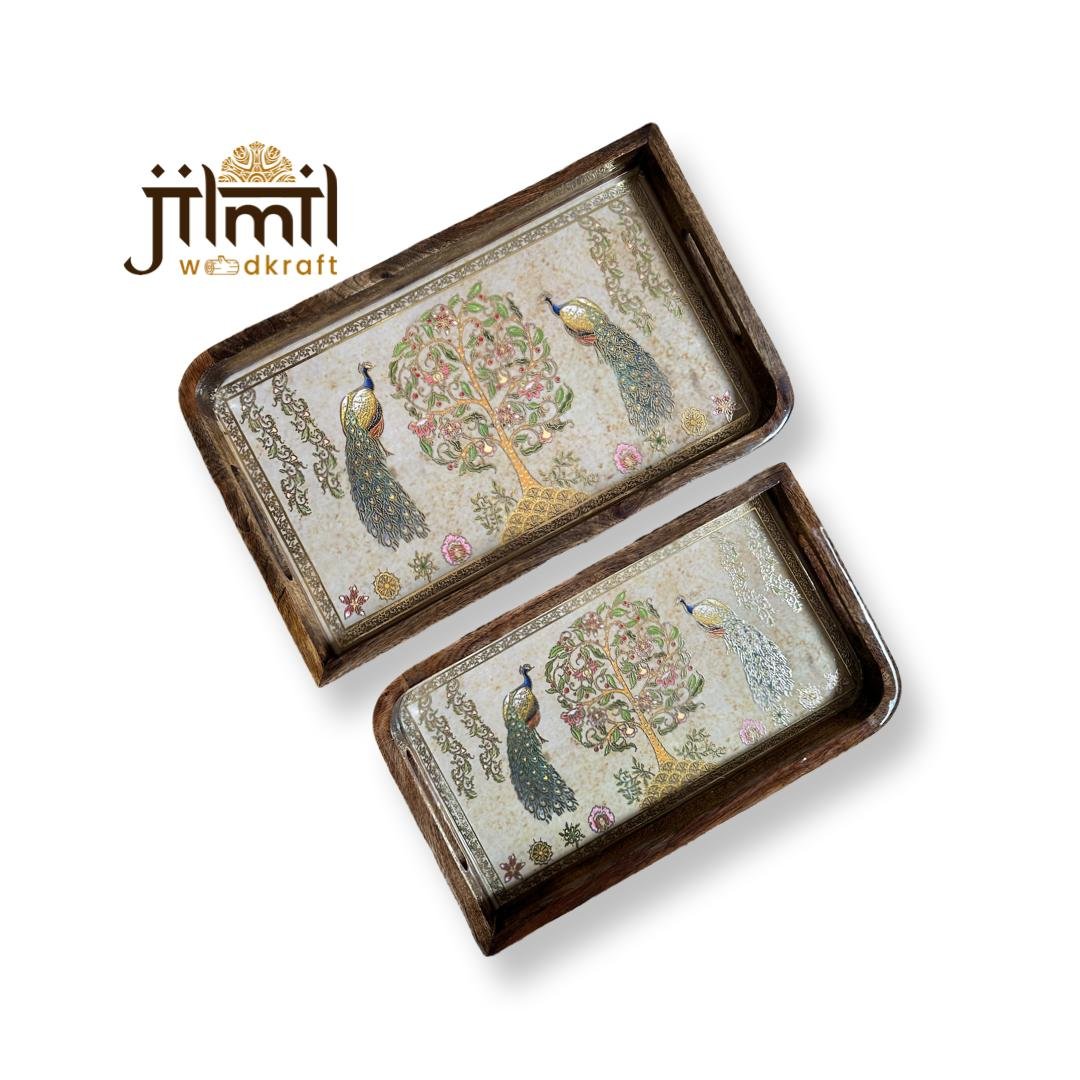 2 Pc Tray Set Bend Uncut Rectangle - Design 10
