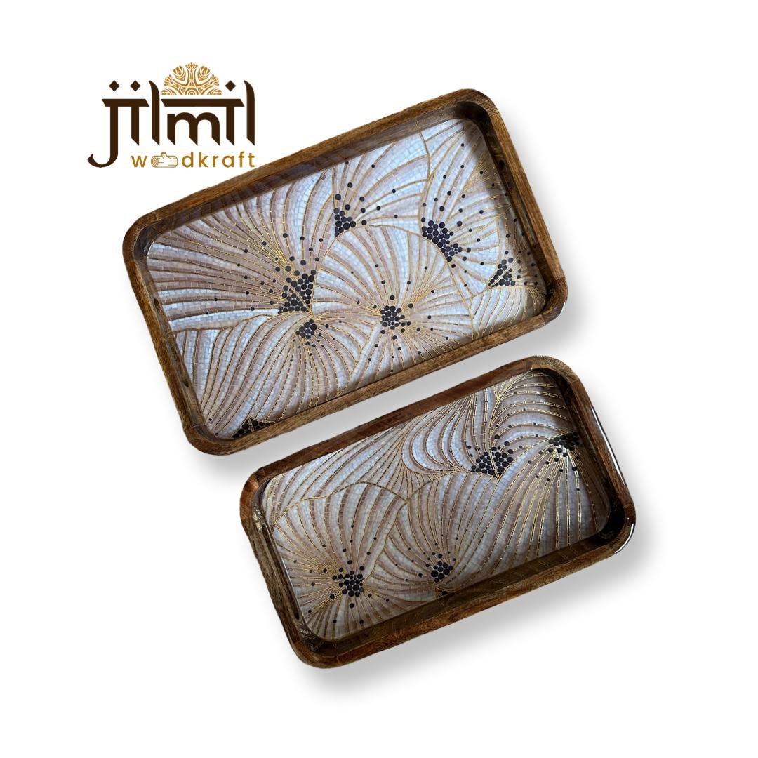 2 Pc Tray Set Bend Rectangle - Design 12
