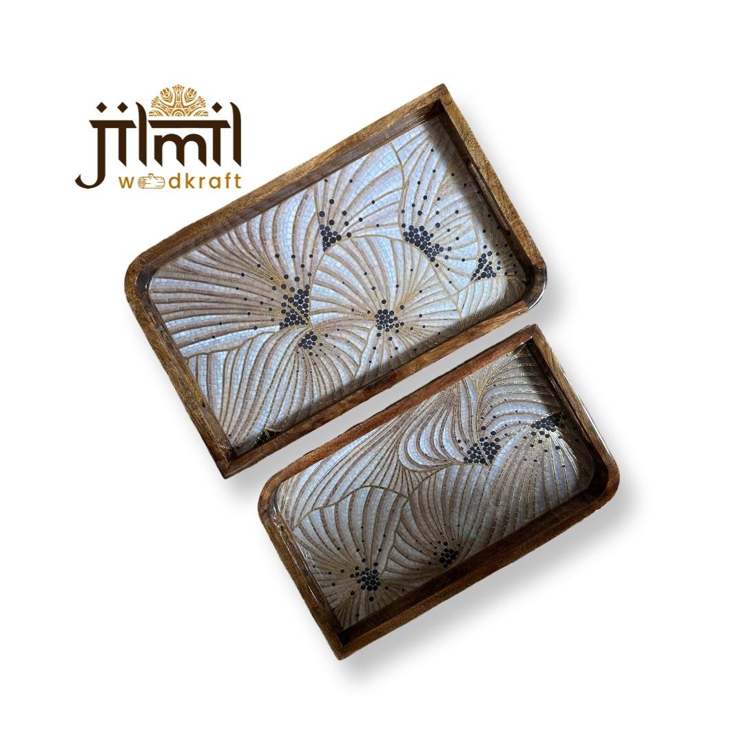 2 Pc Tray Set Bend Uncut Rectangle - Design 14