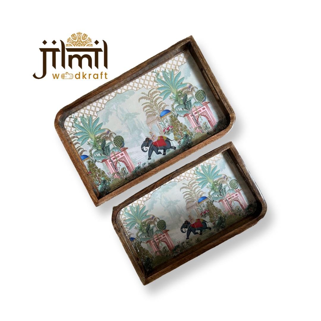 2 Pc Tray Set Bend Uncut Rectangle - Design 15