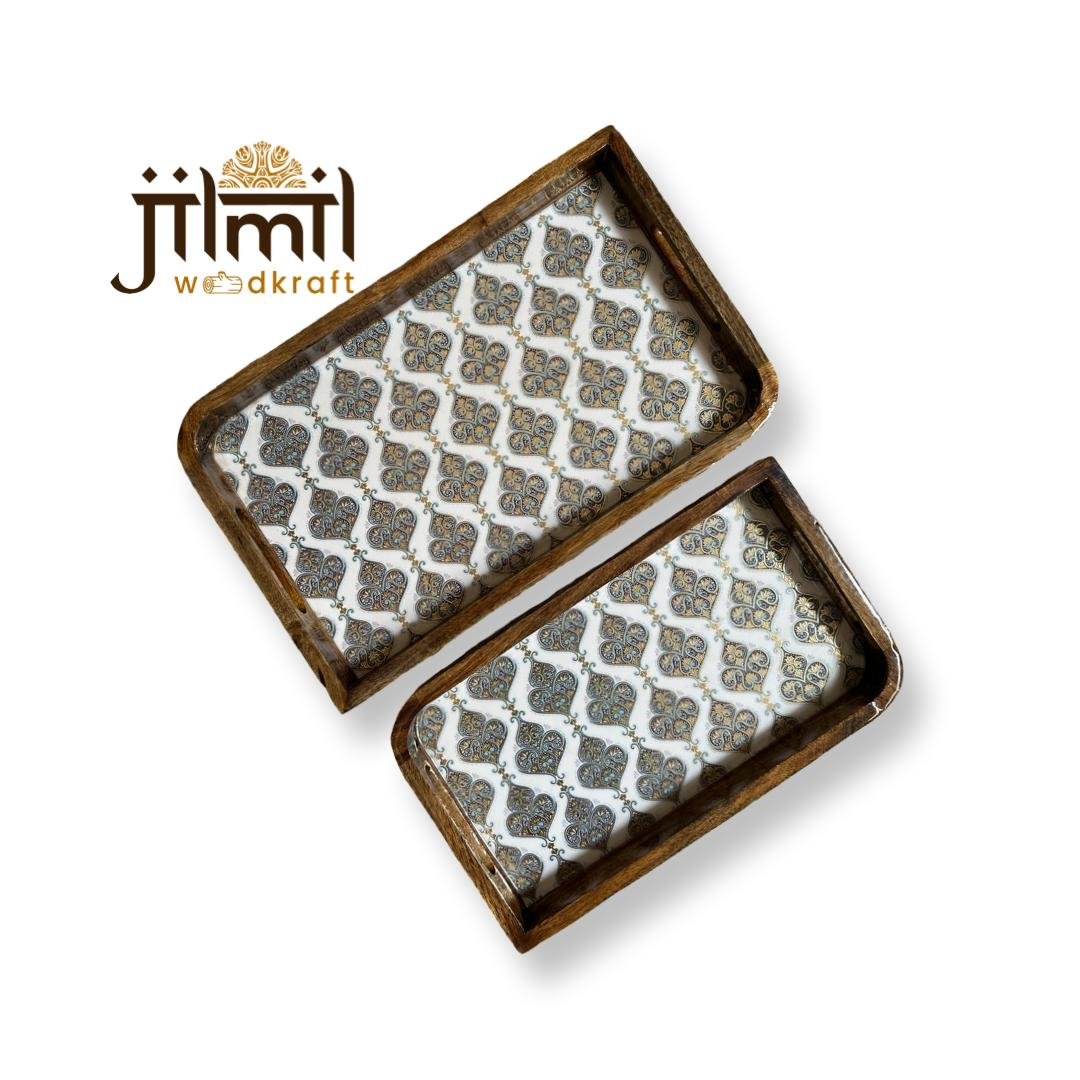 2 Pc Tray Set Bend Uncut Rectangle - Design 17