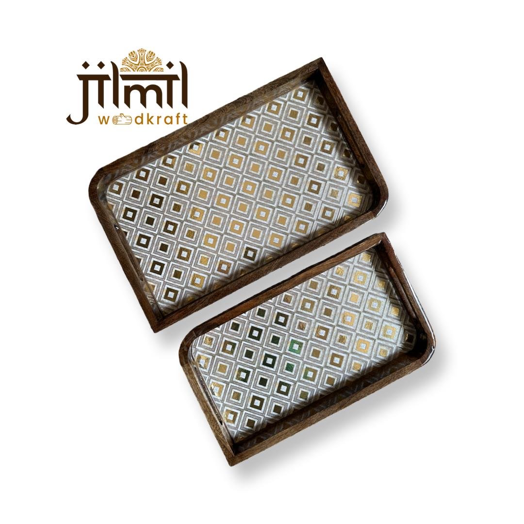 2 Pc Tray Set Bend Uncut Rectangle - Design 19