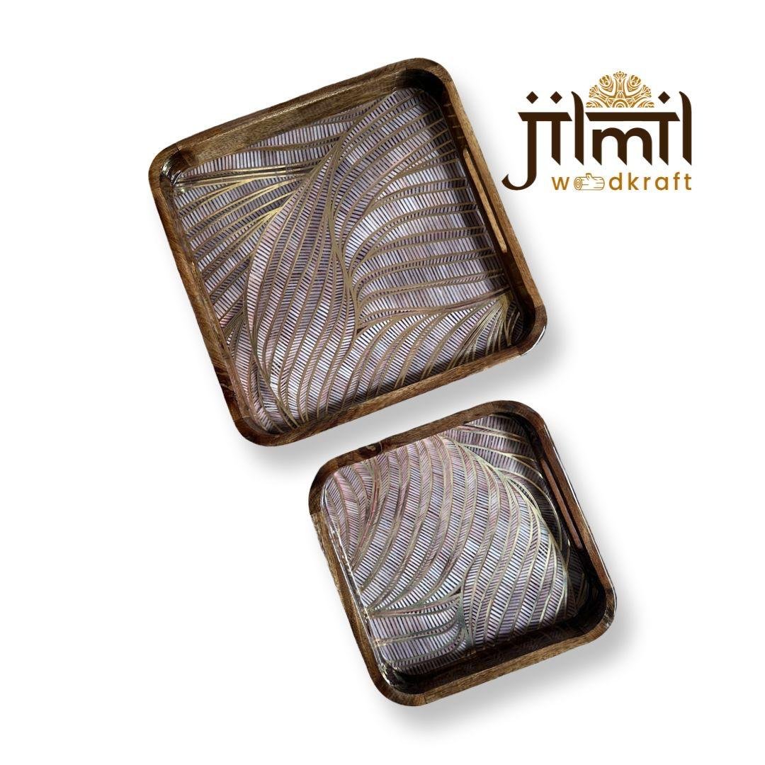 2 Pc Tray Set Bend Square Design 19