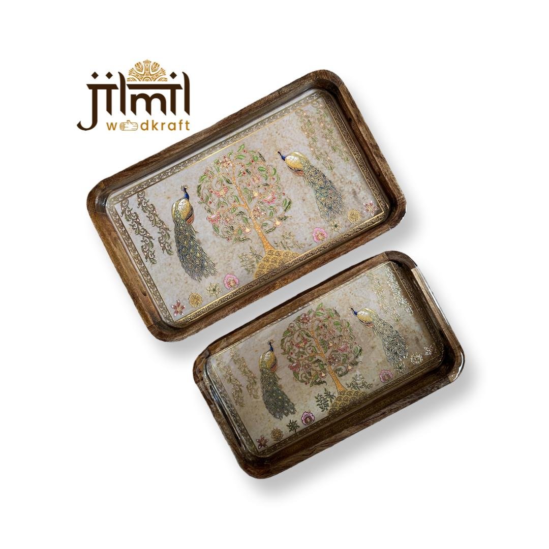 2 Pc Tray Set Bend Rectangle - Design 02