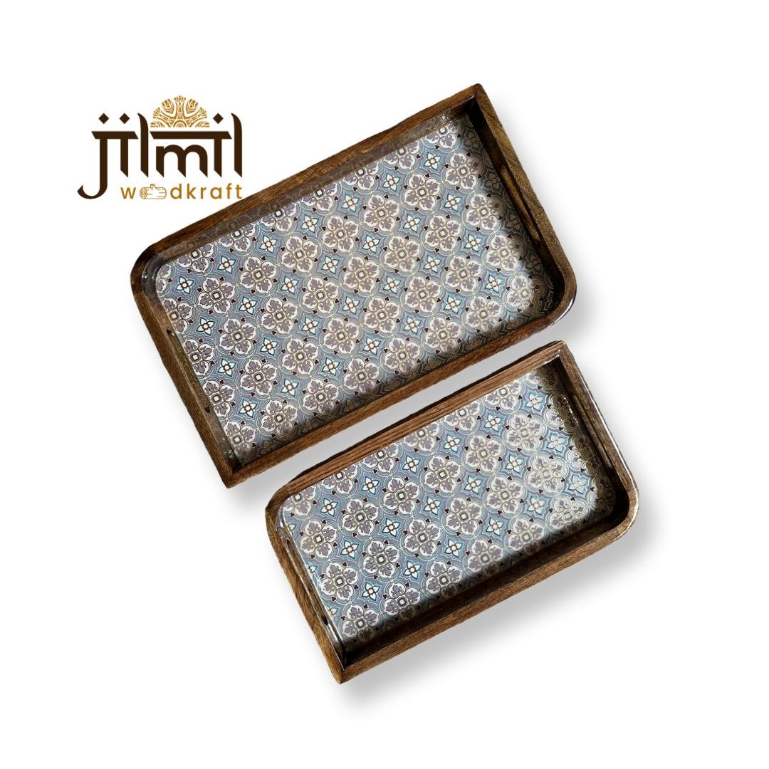 2 Pc Tray Set Bend Uncut Rectangle - Design 2