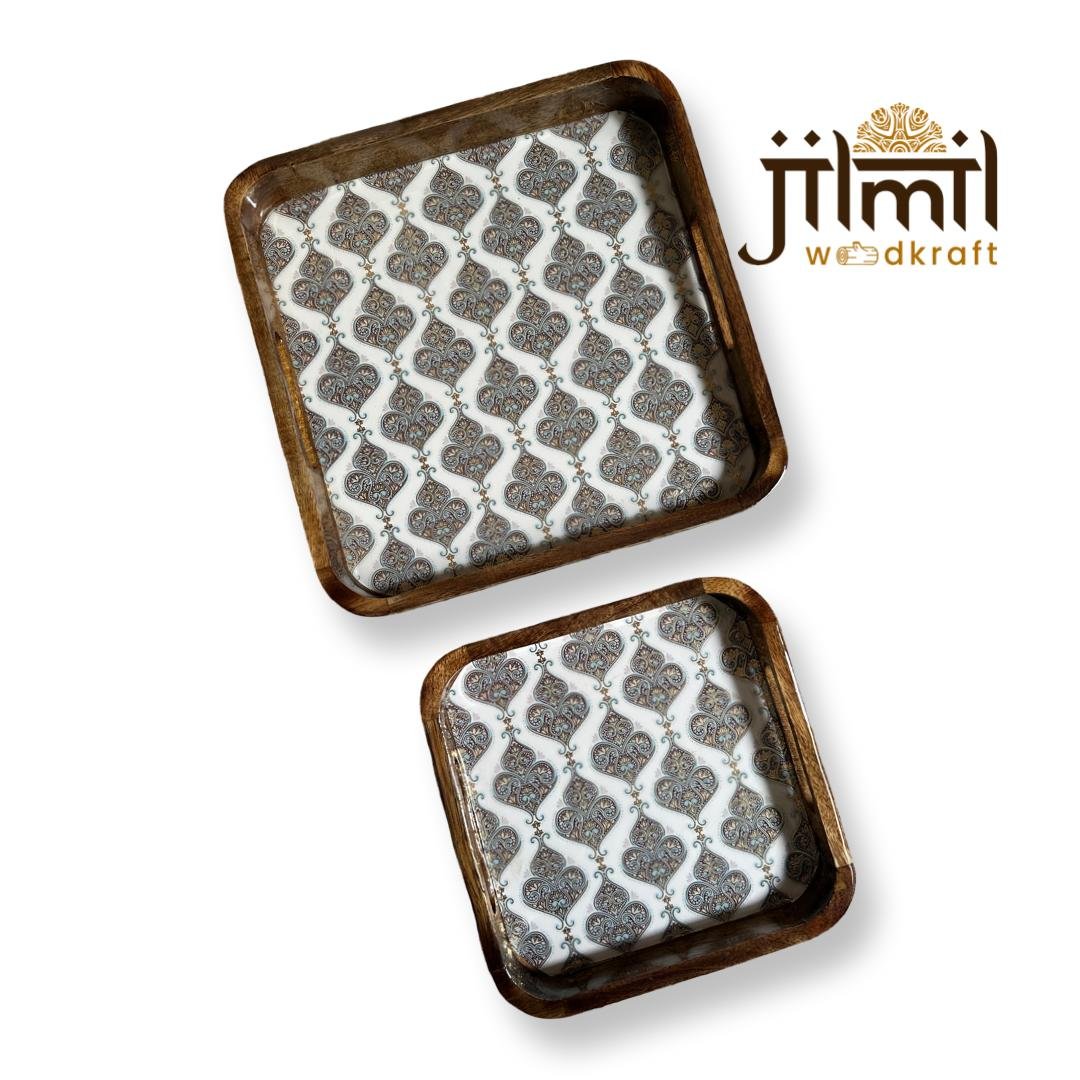 2 Pc Tray Set Bend Square Design 2