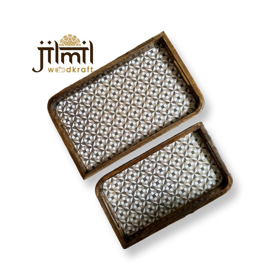 2 Pc Tray Set Bend Uncut Rectangle - Design 21