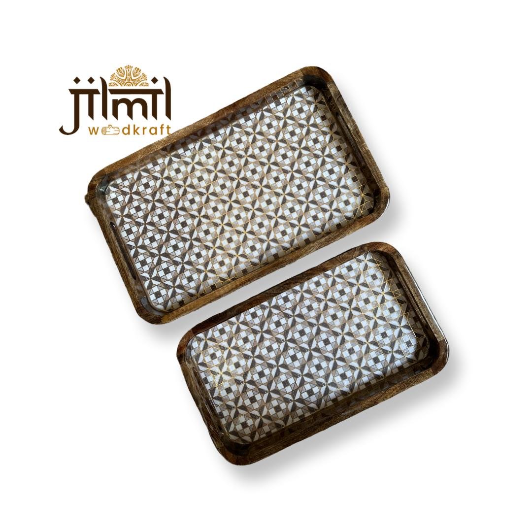 2 Pc Tray Set Bend Rectangle - Design 22