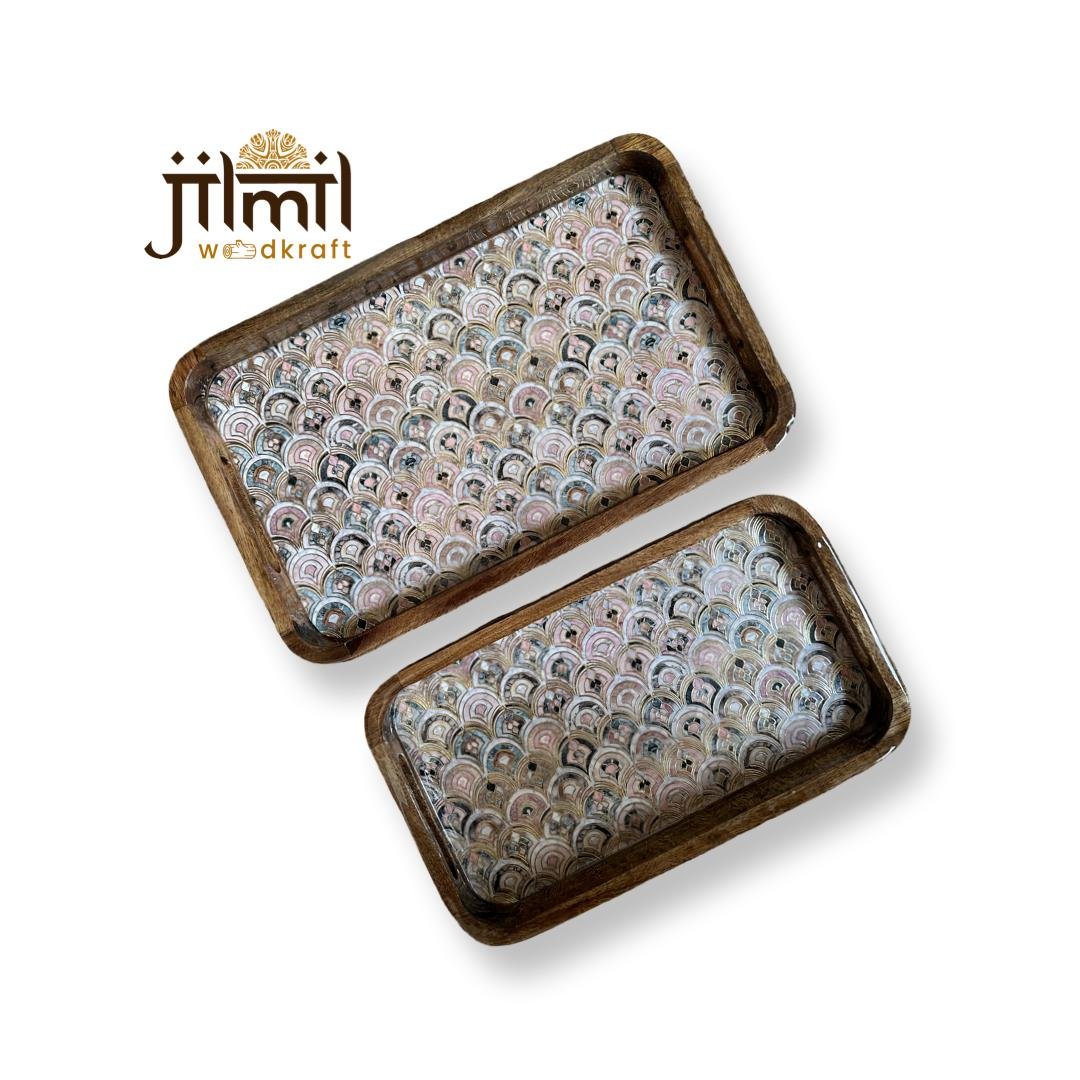 2 Pc Tray Set Bend Rectangle - Design 23