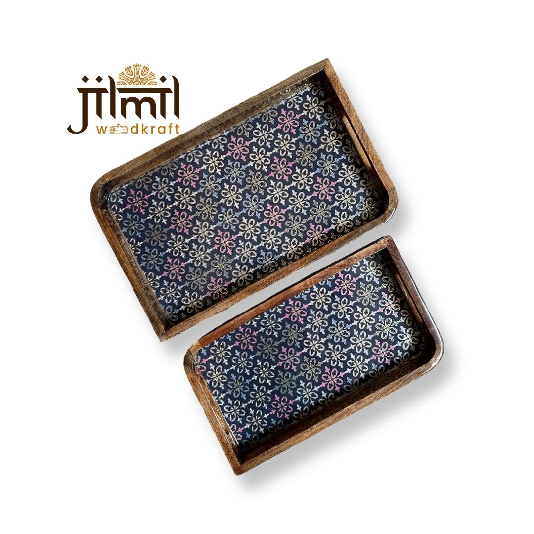 2 Pc Tray Set Bend Uncut Rectangle - Design 24