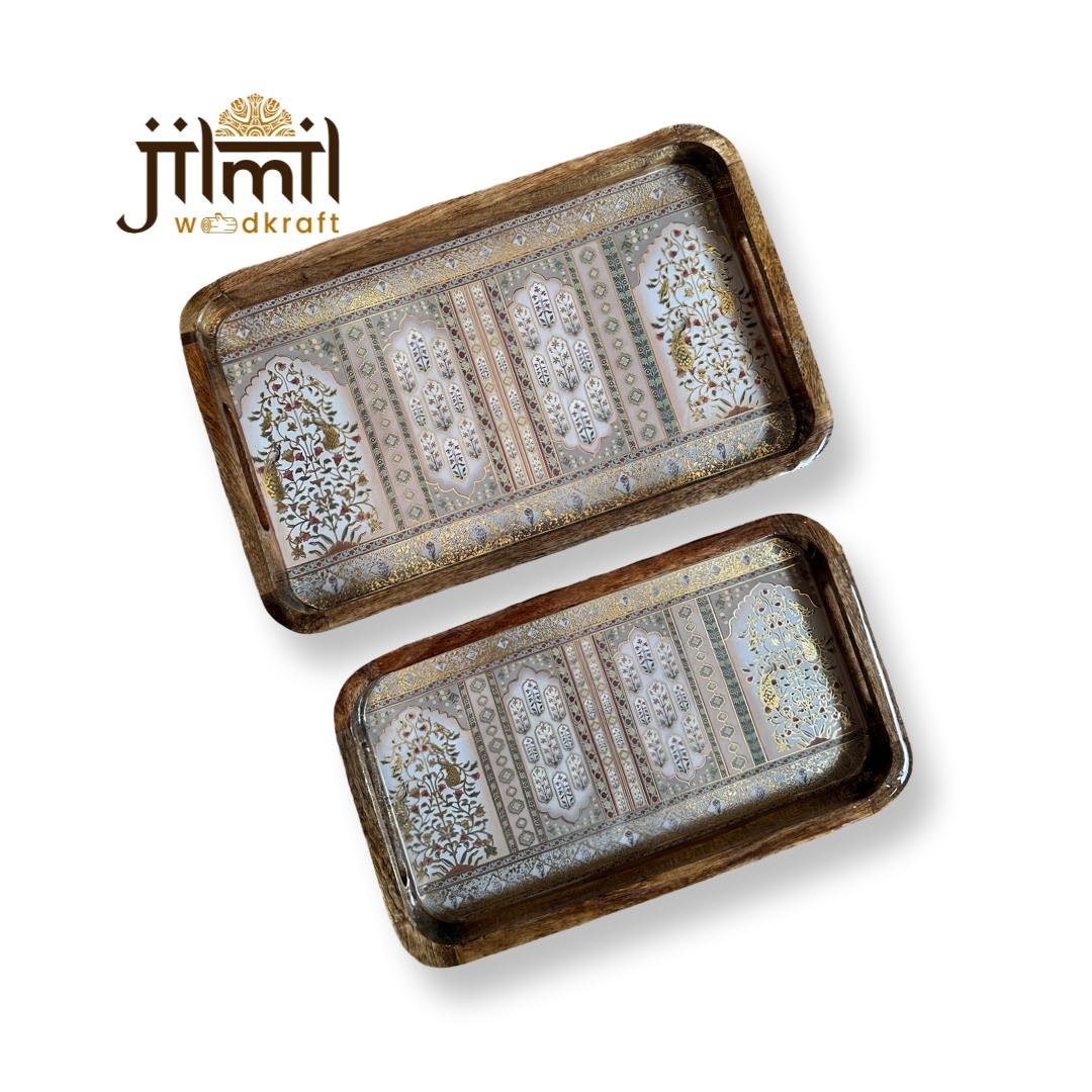2 Pc Tray Set Bend Rectangle - Design 03