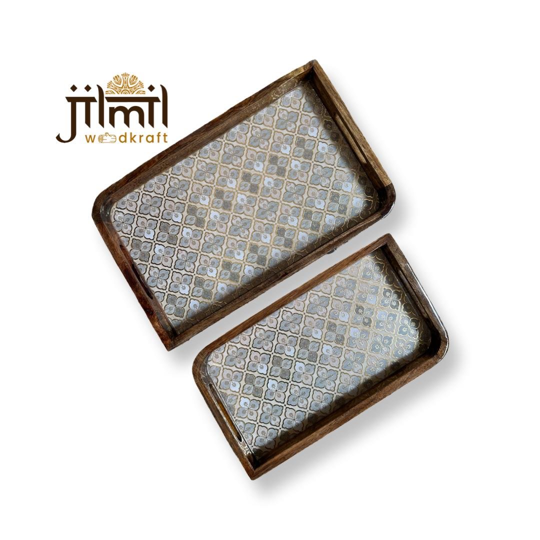 2 Pc Tray Set Bend Uncut Rectangle - Design 3