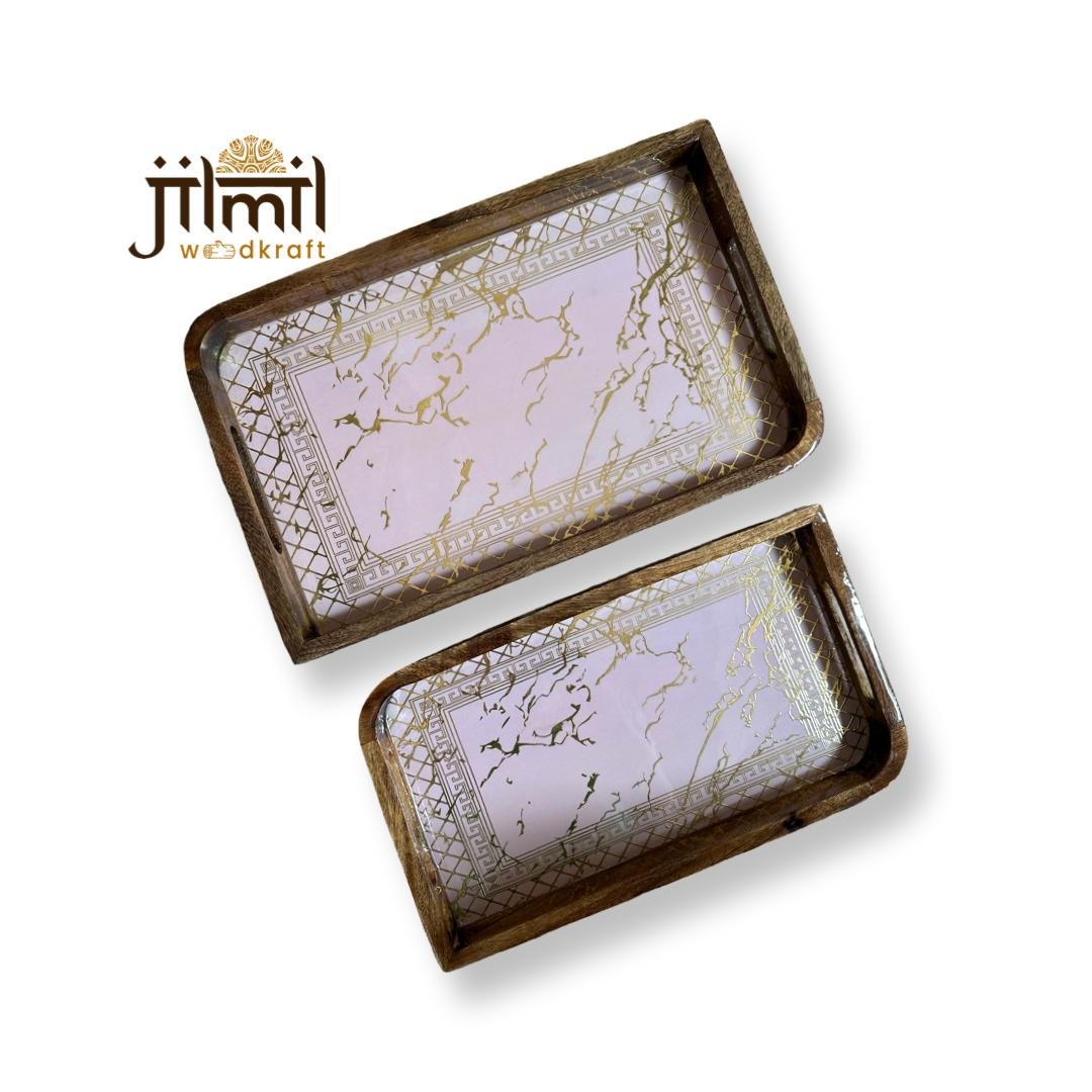 2 Pc Tray Set Bend Uncut Rectangle - Design 4