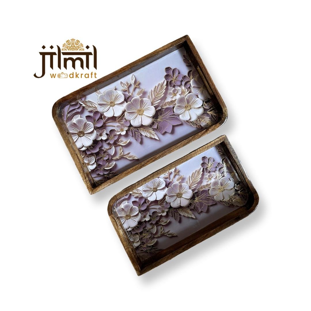 2 Pc Tray Set Bend Uncut Rectangle - Design 5