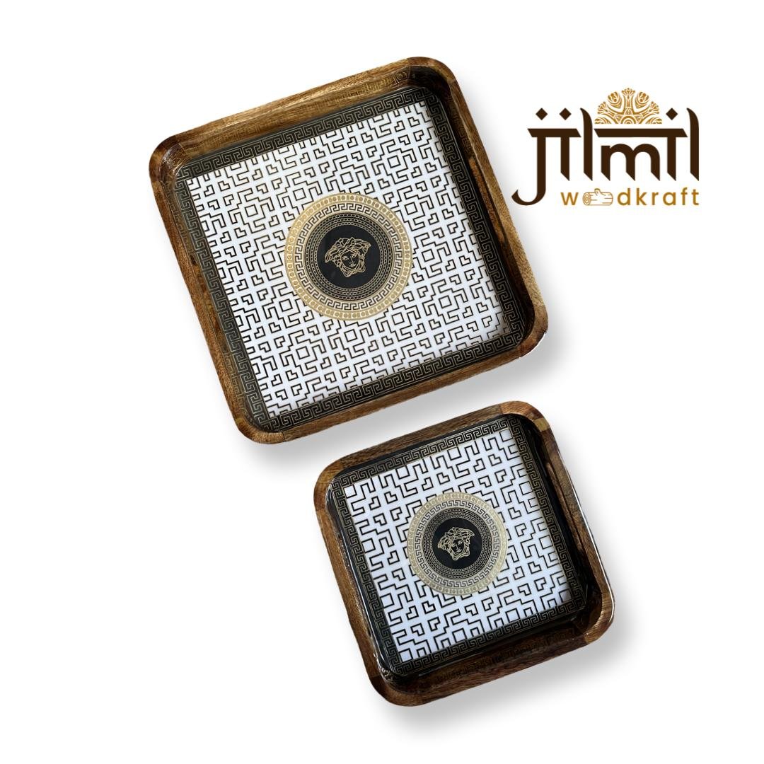 2 Pc Tray Set Bend Square Design 5