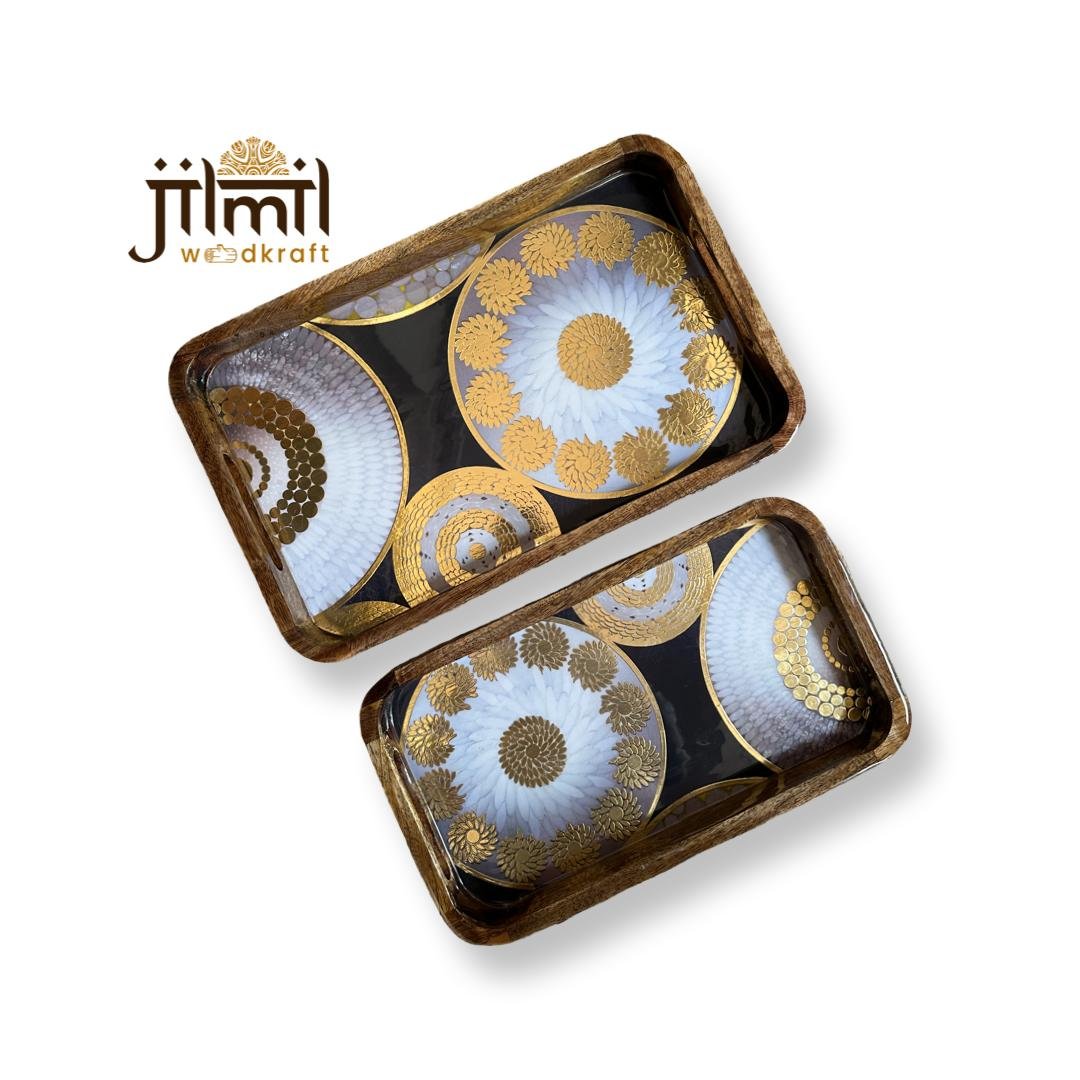 2 Pc Tray Set Bend Rectangle - Design 06