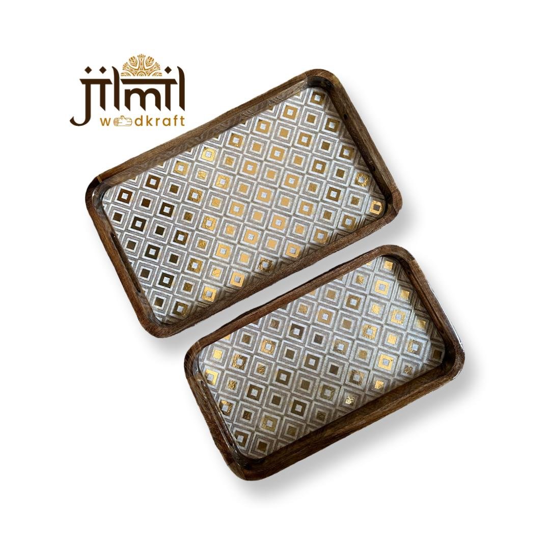 2 Pc Tray Set Bend Rectangle - Design 07