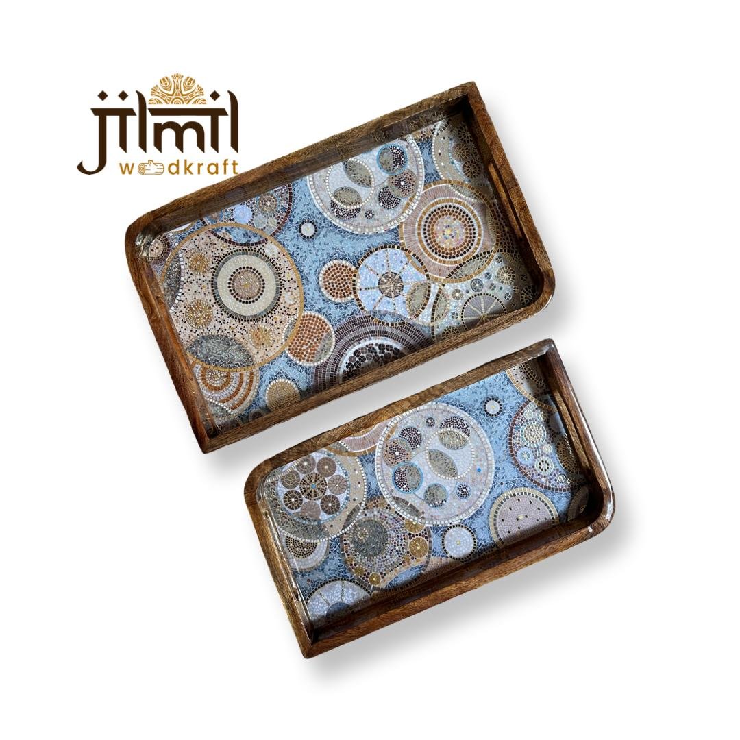 2 Pc Tray Set Bend Uncut Rectangle - Design 7