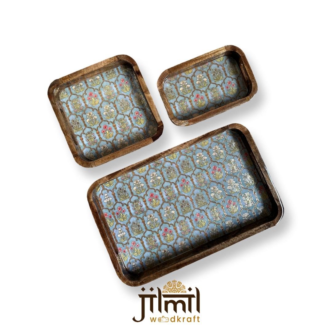 Bend Mango Wood Tray {3pcs} - Design 07
