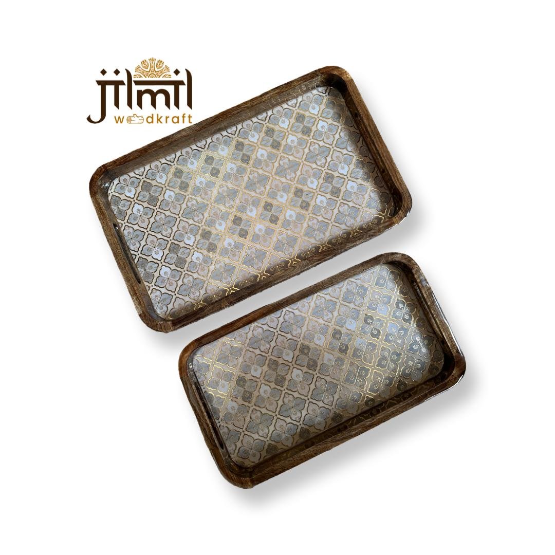2 Pc Tray Set Bend Rectangle - Design 08