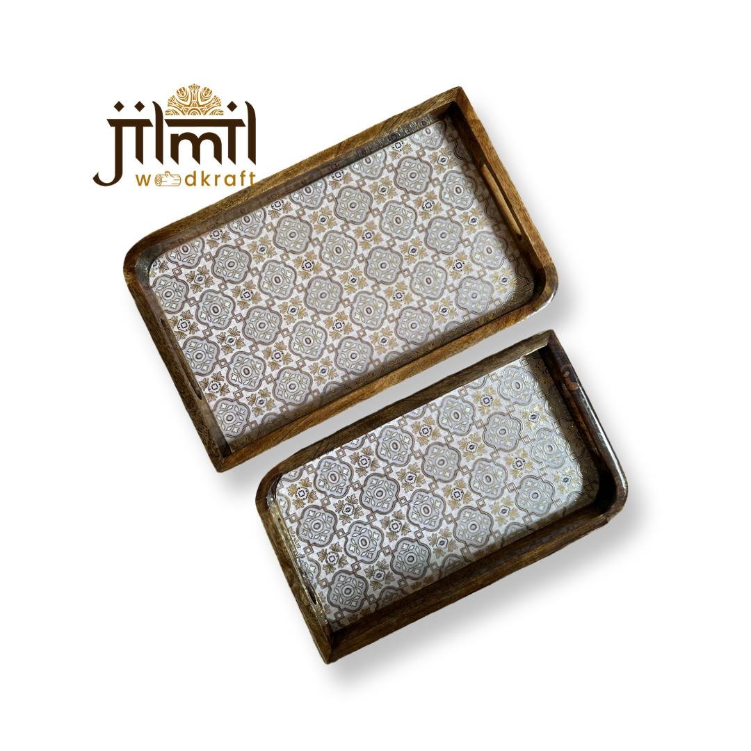 2 Pc Tray Set Bend Uncut Rectangle - Design 8