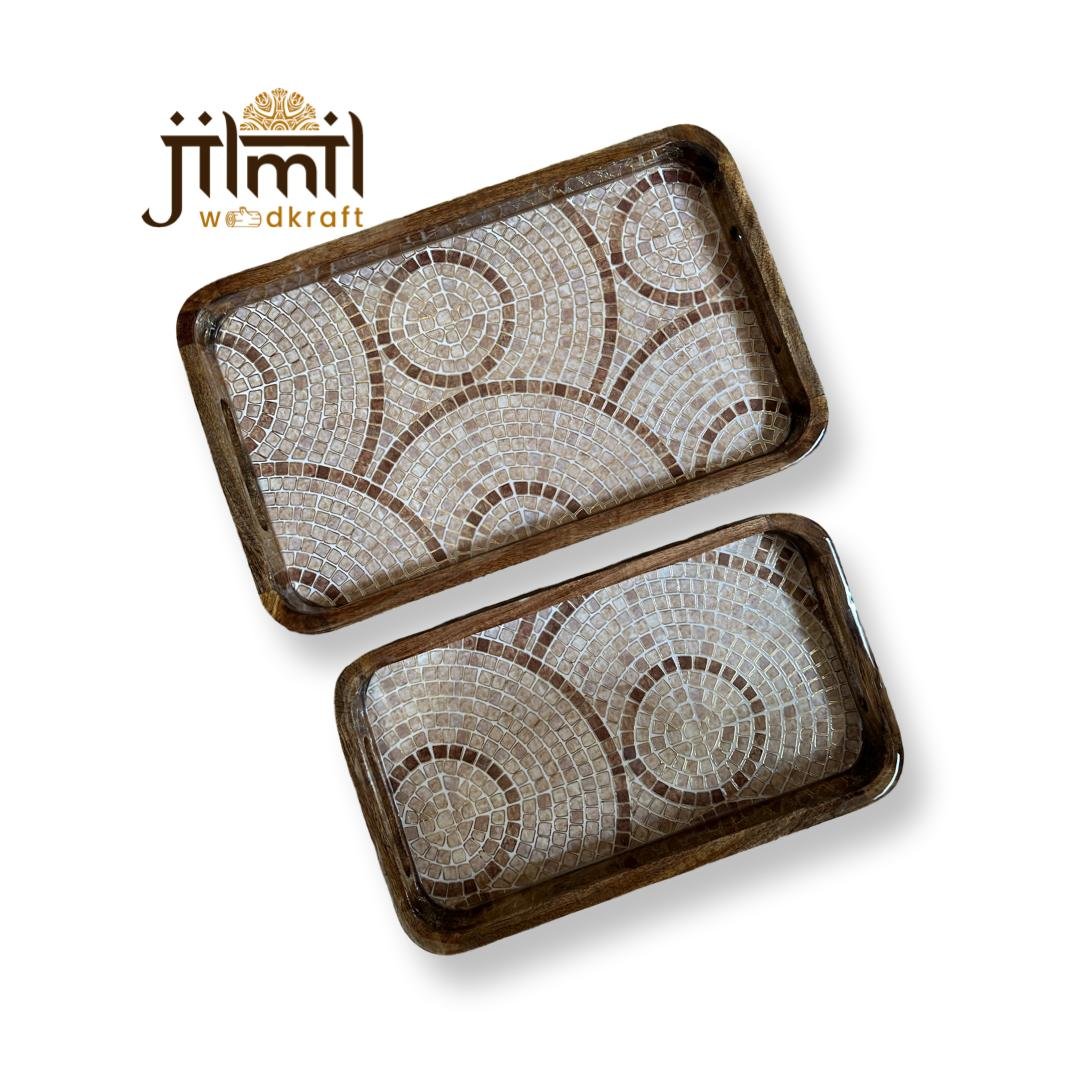 2 Pc Tray Set Bend Rectangle - Design 09