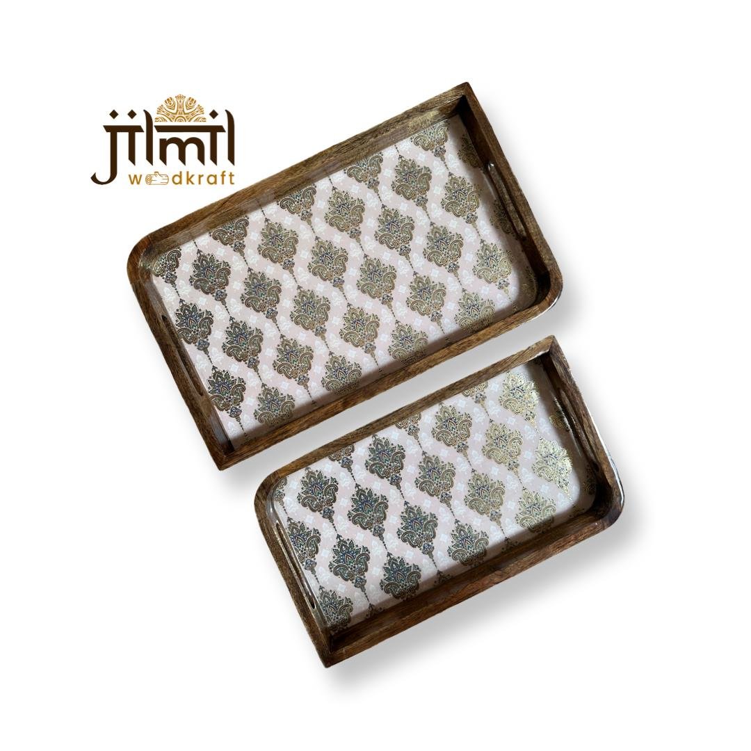 2 Pc Tray Set Bend Uncut Rectangle - Design 9