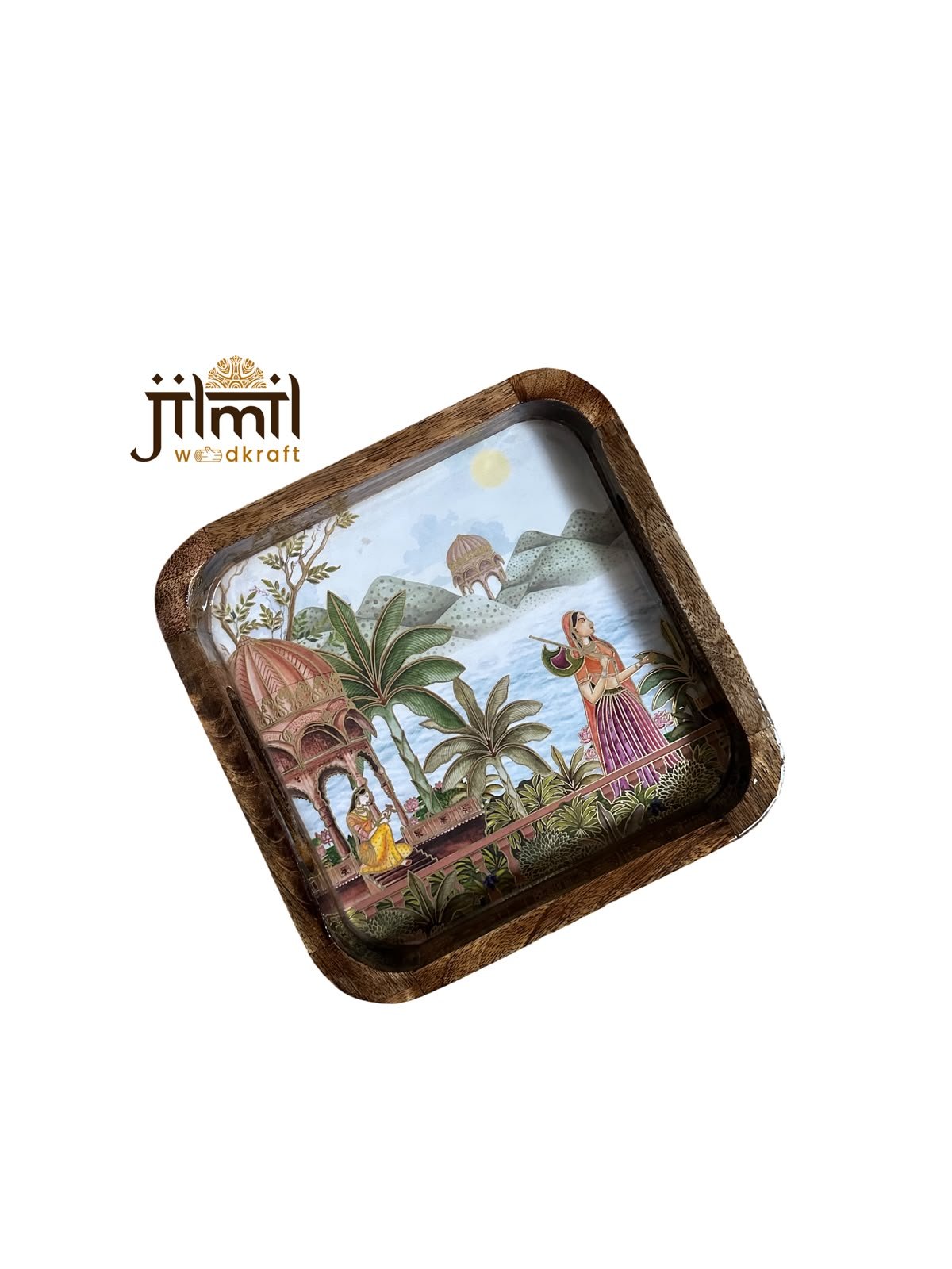 9x9 Mango-Wood Tray Style 14
