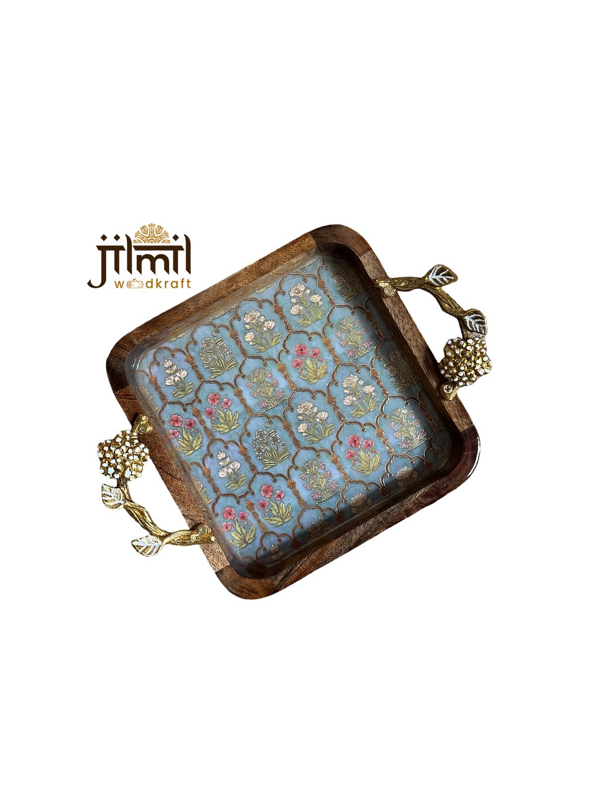 9x9 Mango-wood Tray Style 14