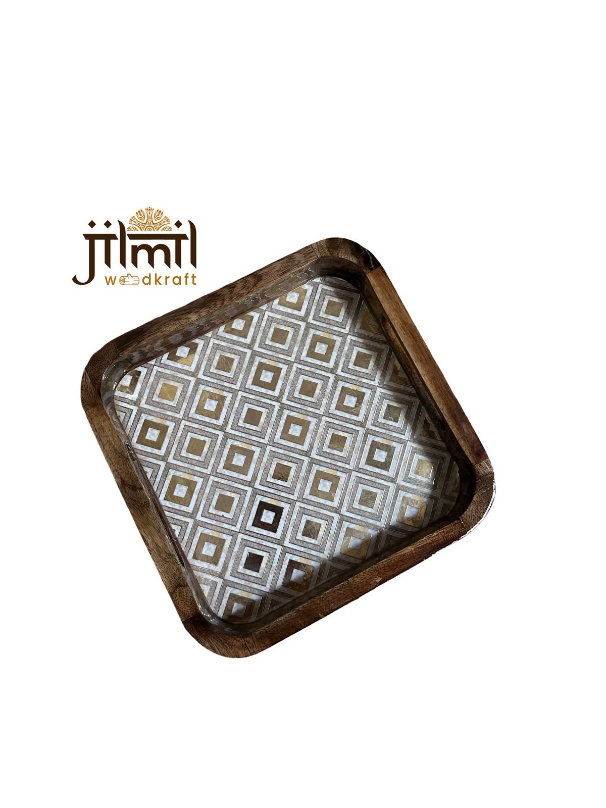 9x9 Mango-Wood Tray Style 04