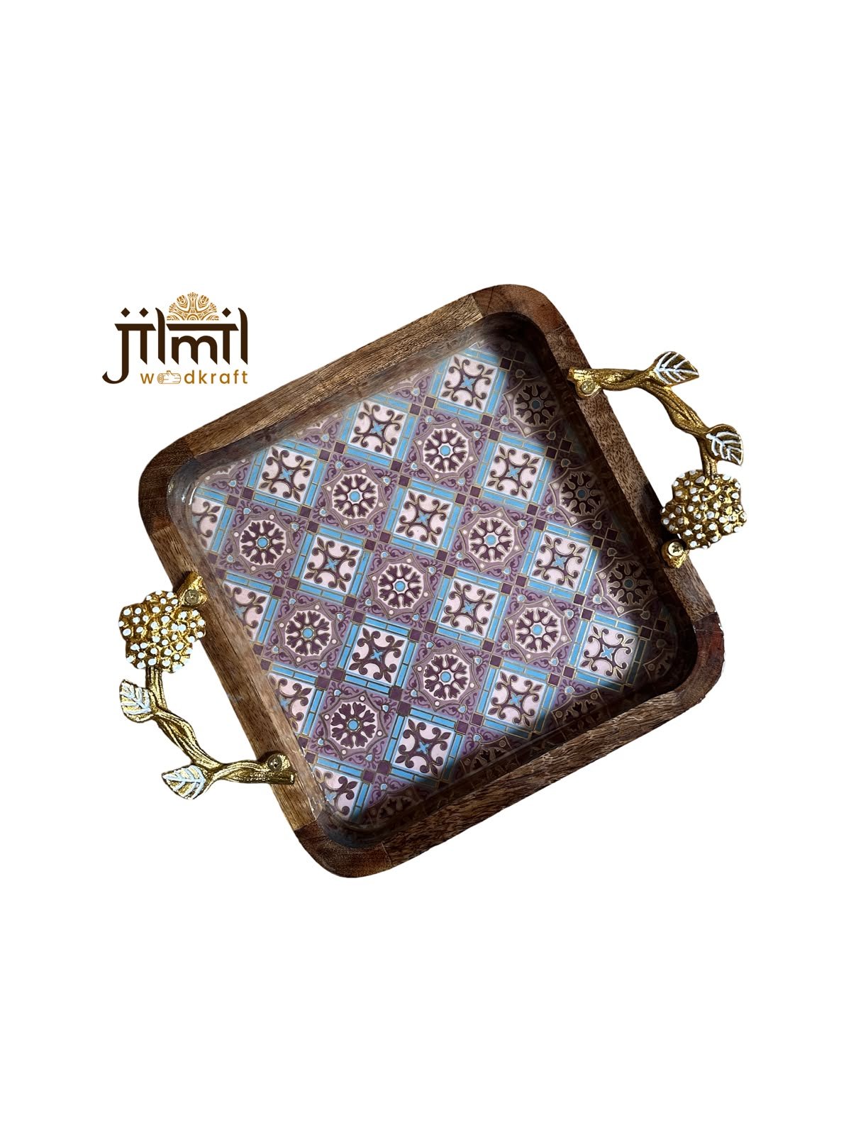 9x9 Mango-wood Tray Style 04
