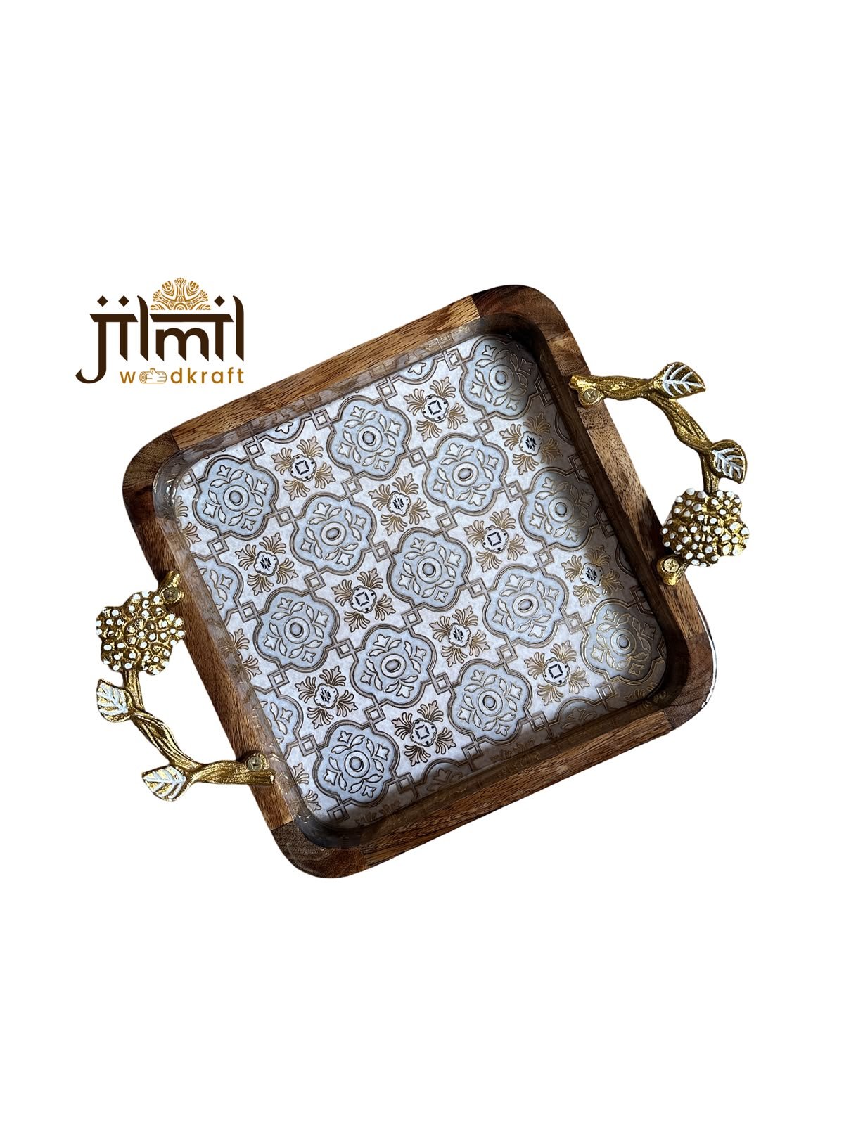 9x9 Mango-wood Tray Style 05