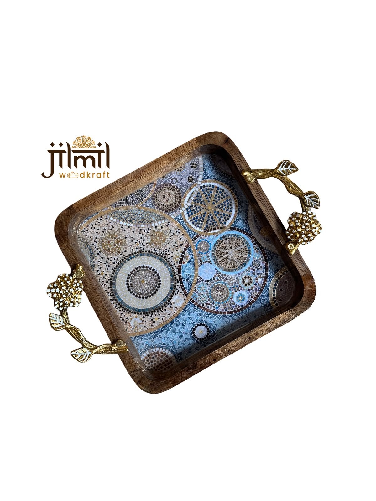 9x9 Mango-wood Tray Style 06