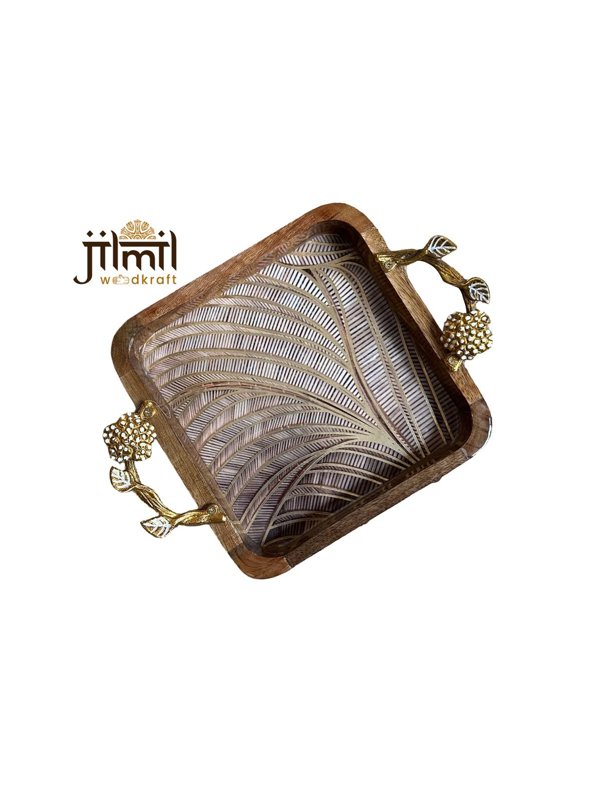 9x9 Mango-wood Tray Style 07